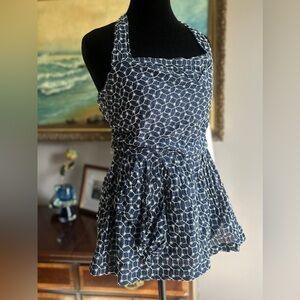 Maeve Blue and White Halter Top